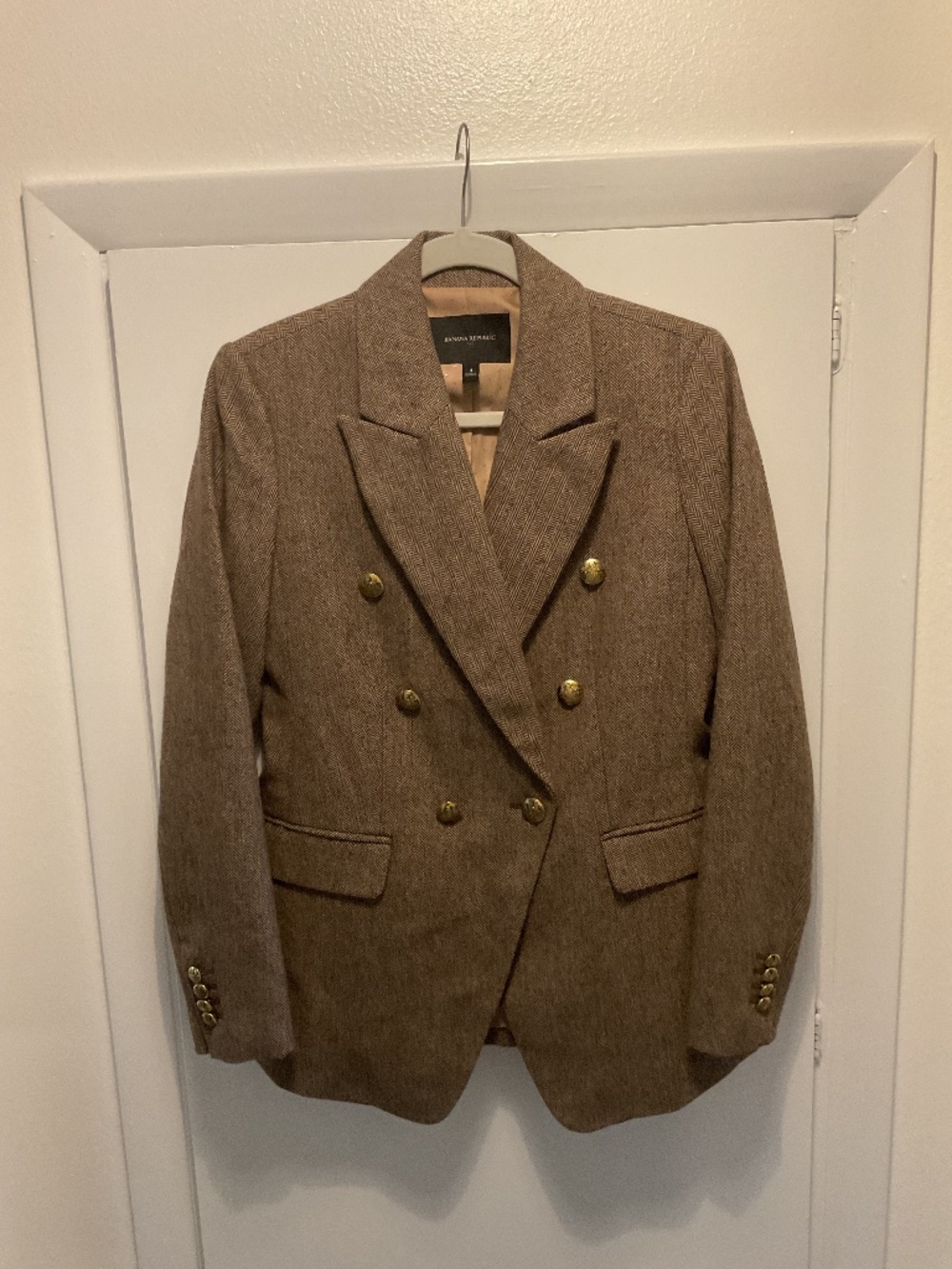 Banana Republic Blazer, Size 4, Brown Herringbone Pattern